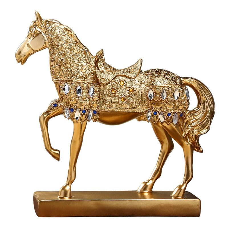 Europe Creative Gold Silver Horse Figurines