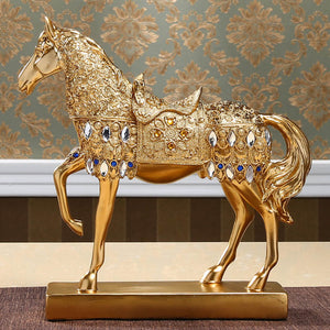 Europe Creative Gold Silver Horse Figurines