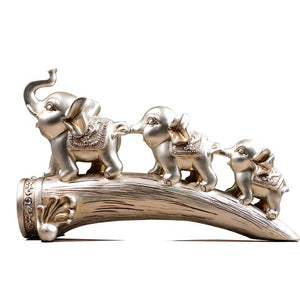 Europe Style Sliver Three Elephant Figurines