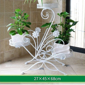 Balcony Plant Stand Shelf Flower Iron Rack