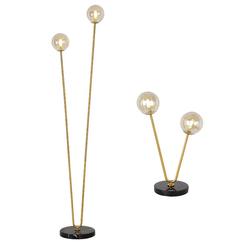 Modern 2 Heads Glass Ball Floor Lamp